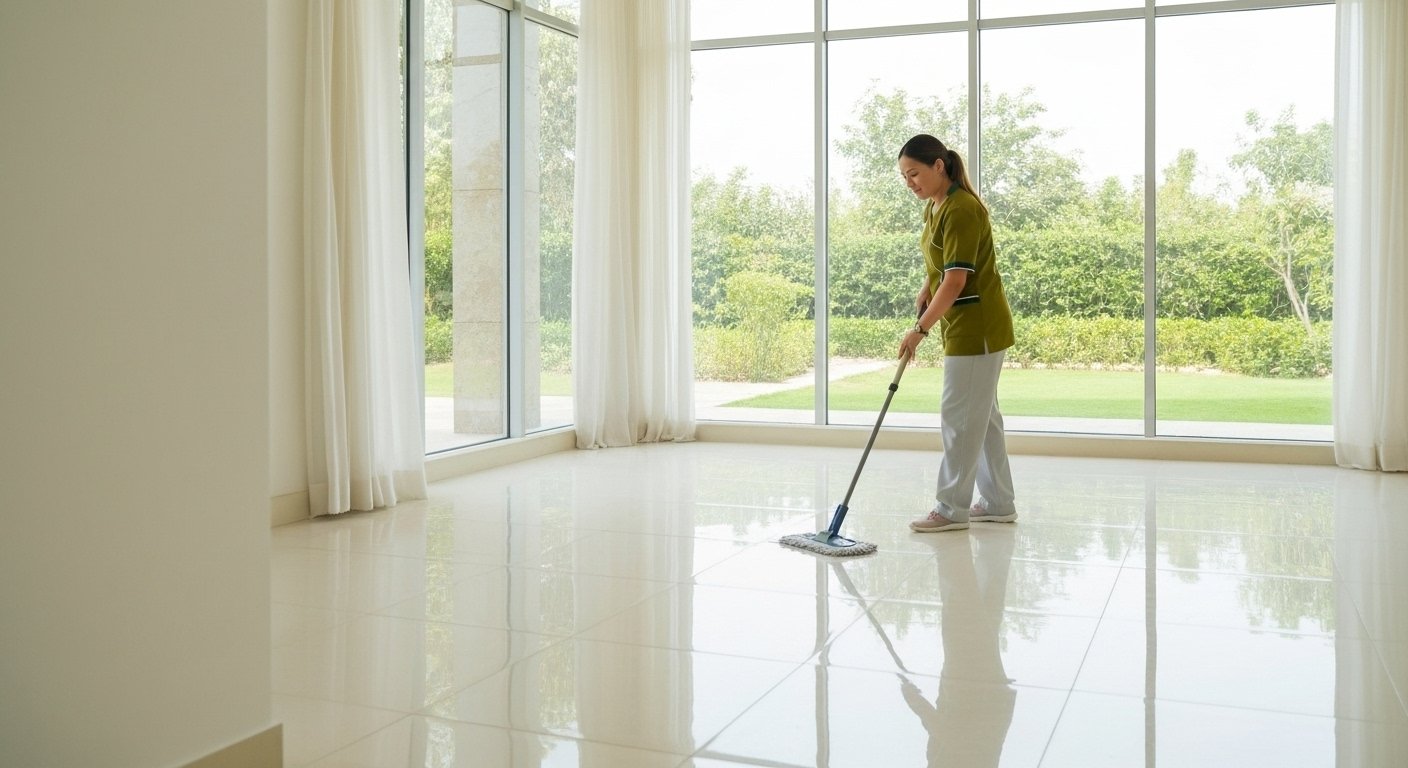 Cleaning a villa in Arabian Ranches